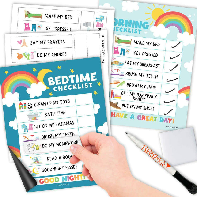 Colorful Kids Reward Sticker Charts & Day-N-Night Routine Charts Bundle