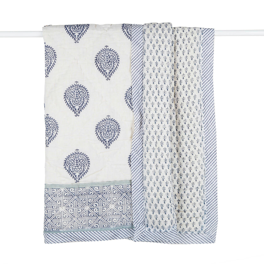 Block-Printed Cotton Crib Quilt