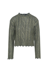 Cropped Metalic Cable Sweater