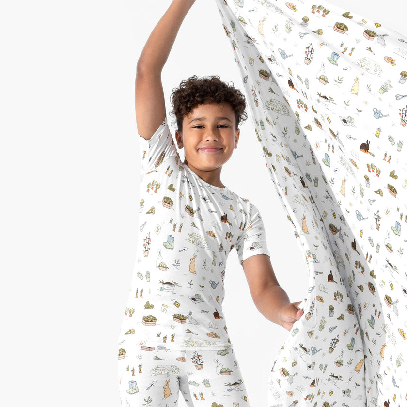 Bunny Garden Bamboo Kids Pajama Short Set