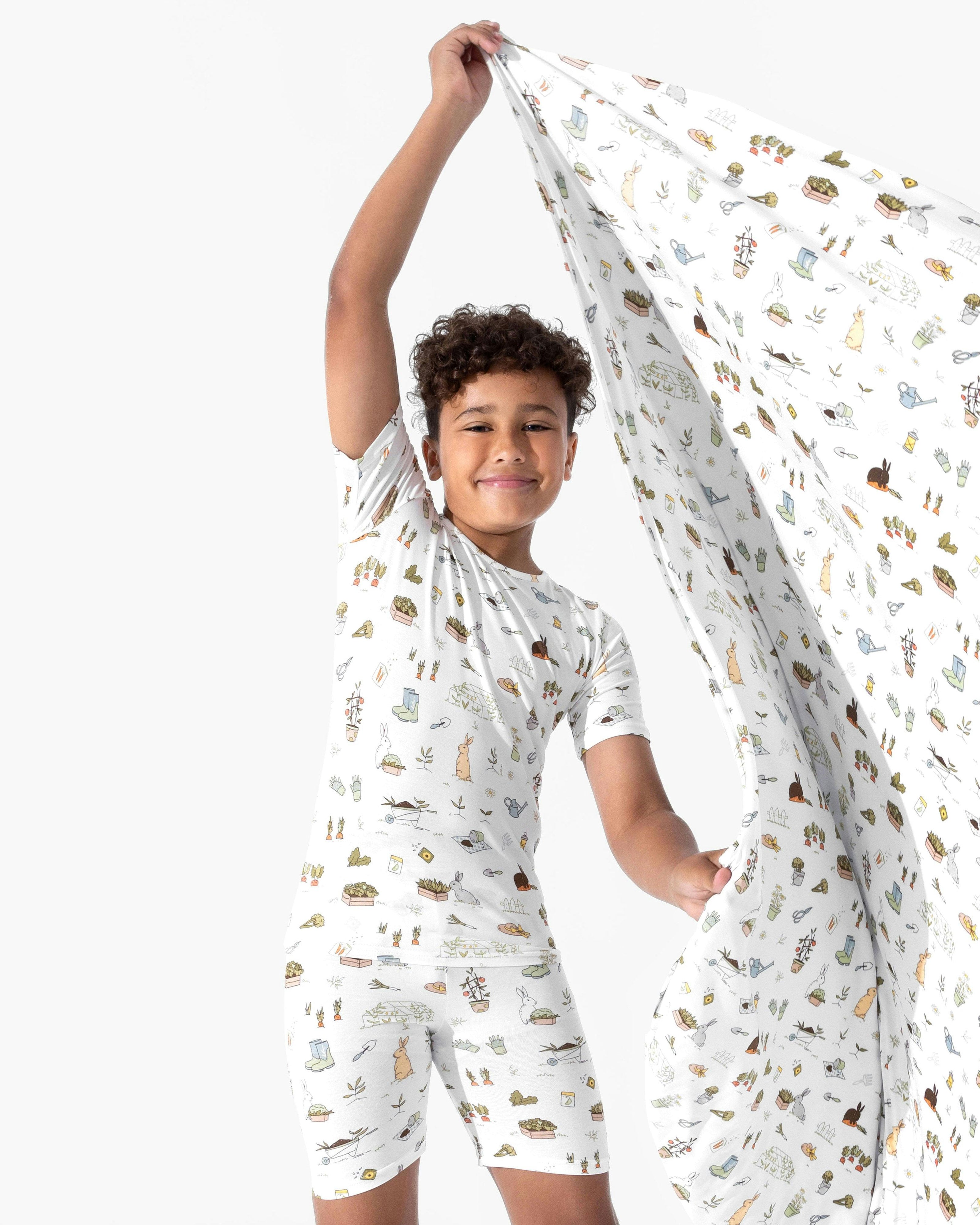 Bunny Garden Bamboo Kids Pajama Short Set