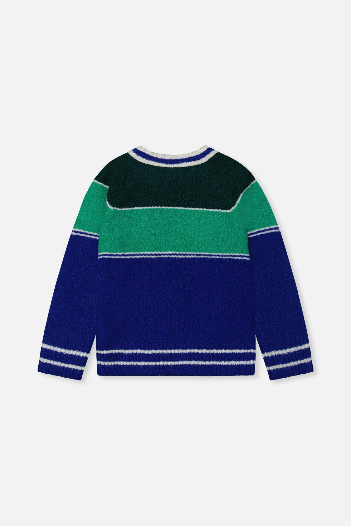 Sweater With Ski Jacquard Dark Blue And Dark Green