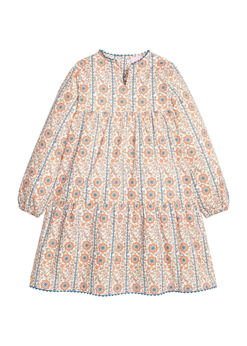Long Sleeved Positano Dress - Verbier Vines Orange