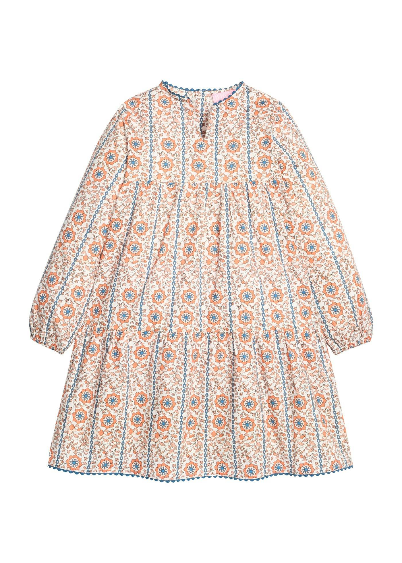 Long Sleeved Positano Dress - Verbier Vines Orange