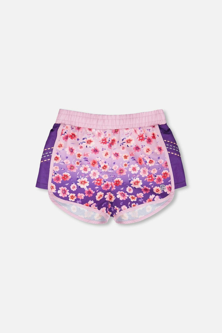Athletic Shorts In Recycled Polyester Mauve Floral Gradient
