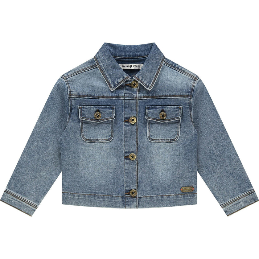 Ruffle Accent Denim Jacket