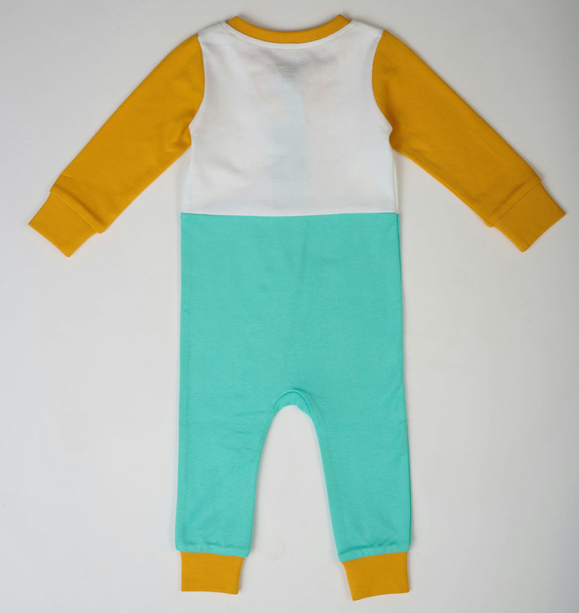 Long Sleeve Sunny Teal Zip Romper
