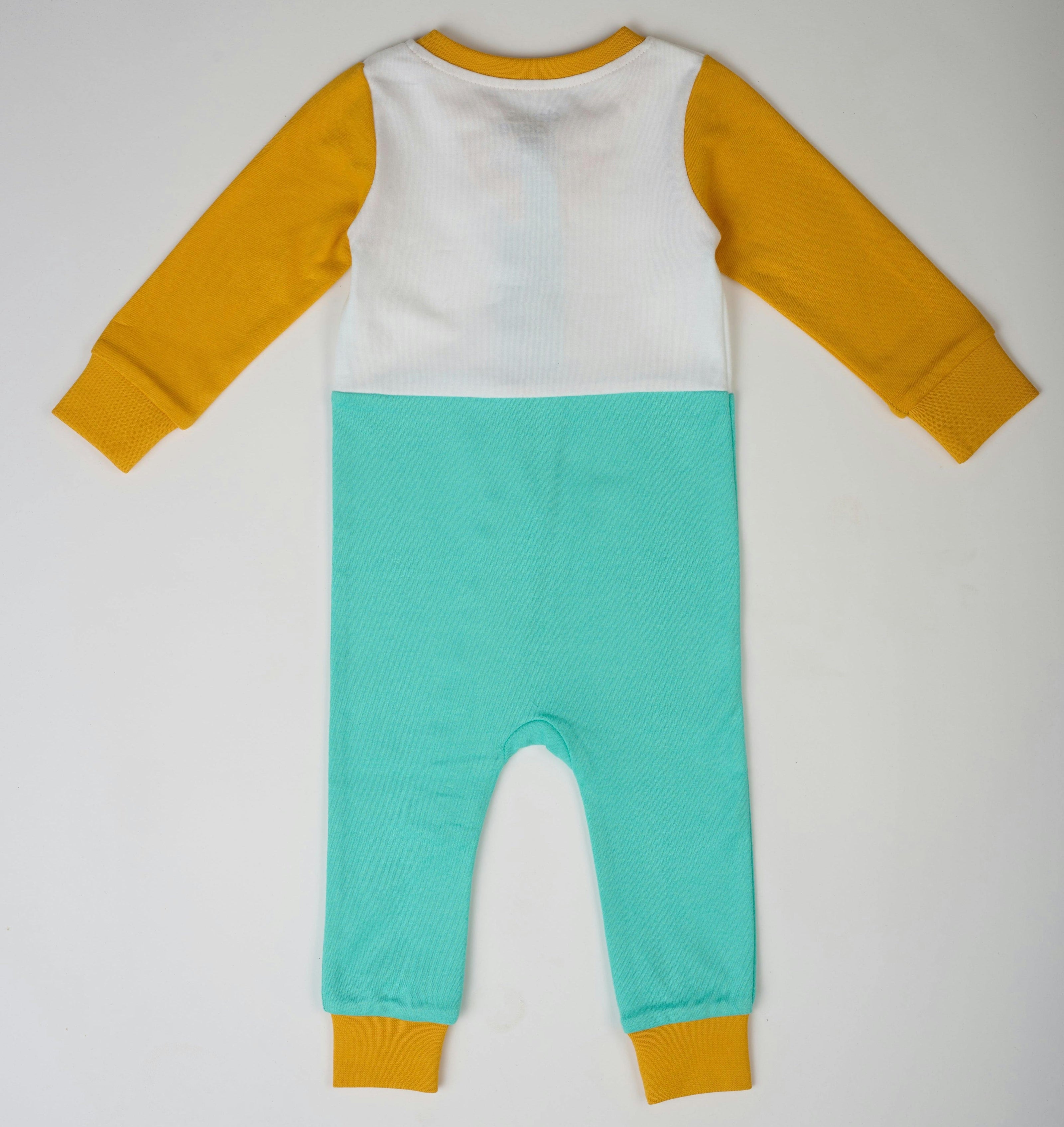 Long Sleeve Sunny Teal Zip Romper