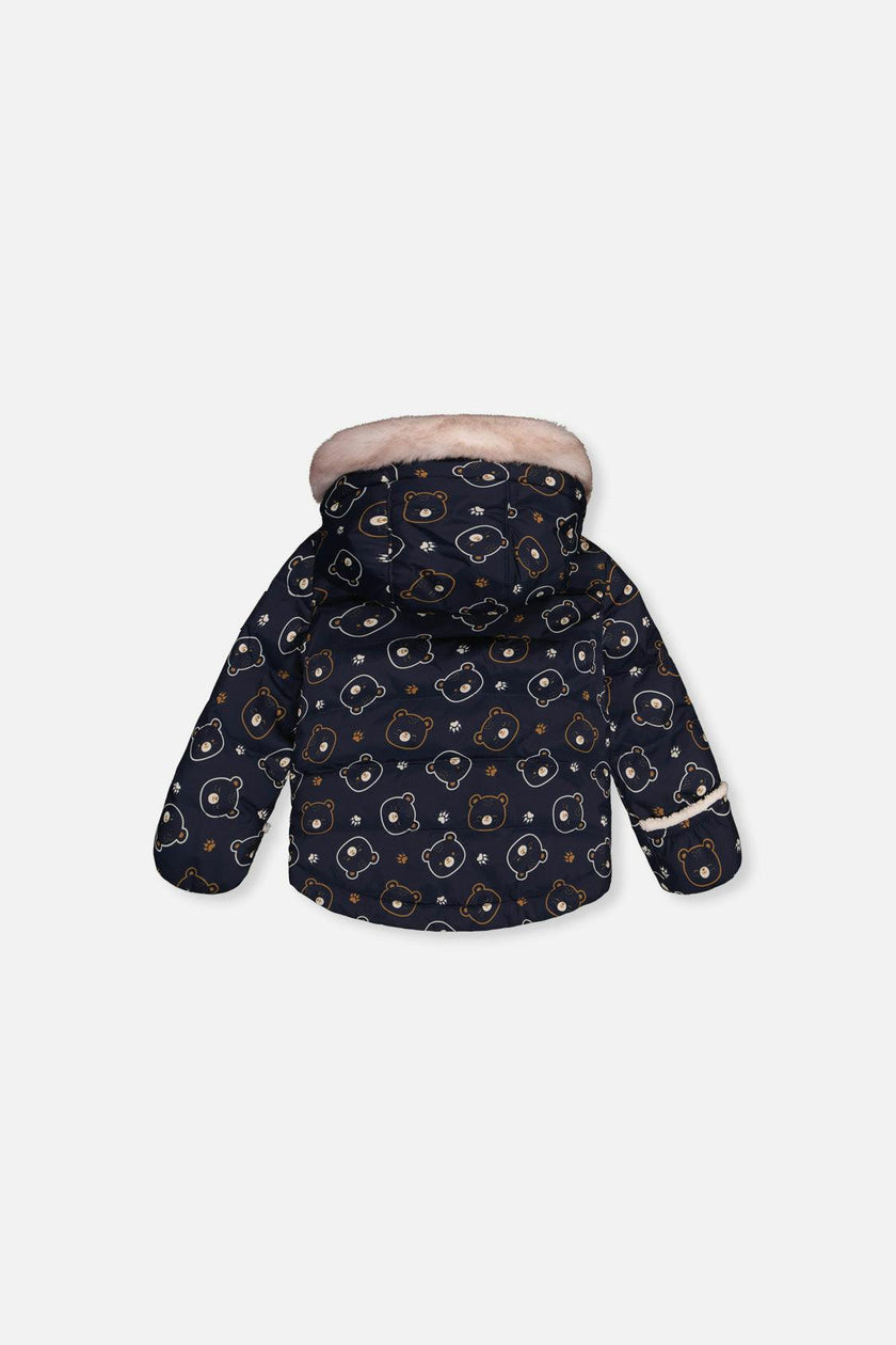 Baby Two Piece Snowsuit Blue Printed Teddy Bears