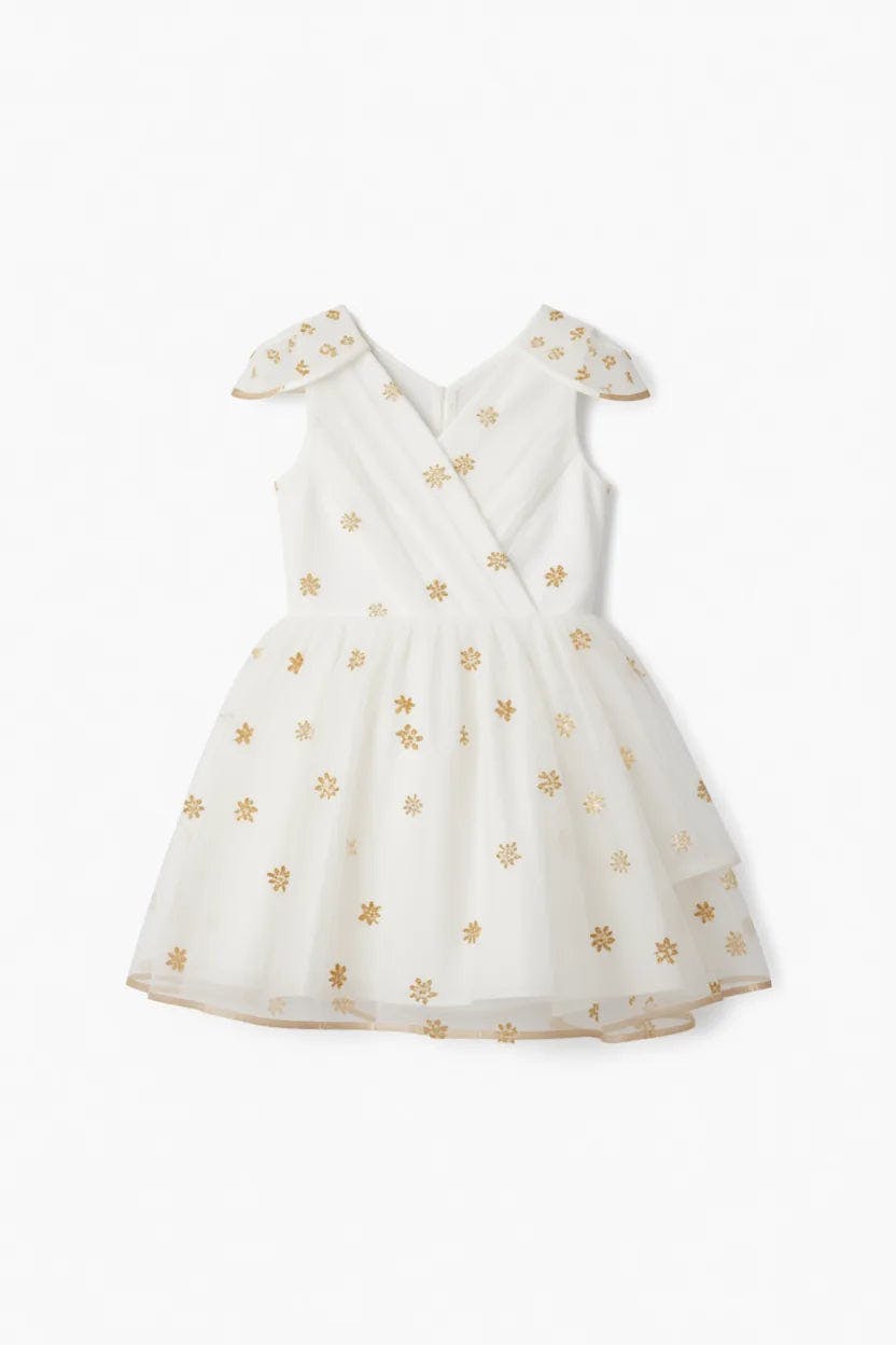 Stardust Embroidered White Tulle Party Dress