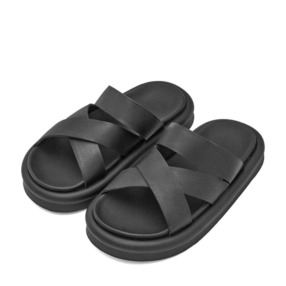 Cove Leather Cross-Over Strap Sandals