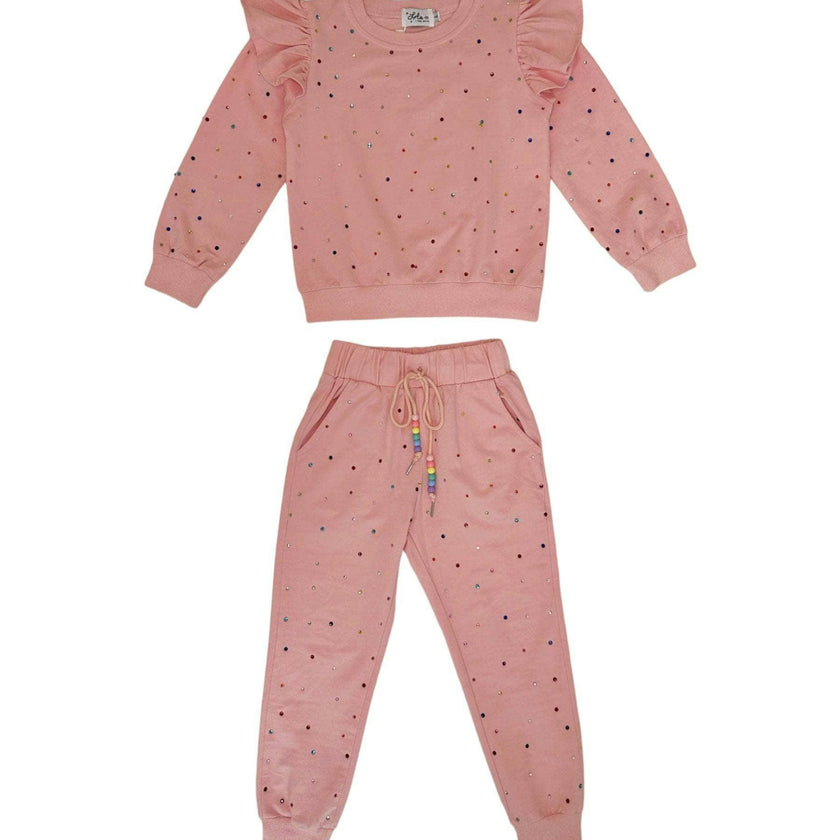 Rainbow Crystal Ruffle Jogger Set