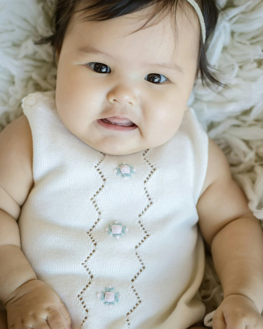 Colette Knit Bubble Romper - Ivory