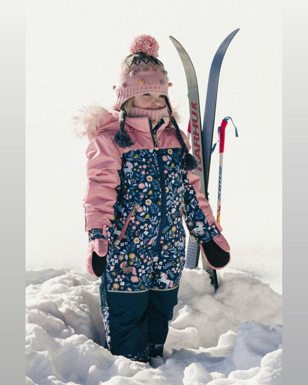 Kids One Piece Discover Snowsuit Blue and Pink Unicorn Print