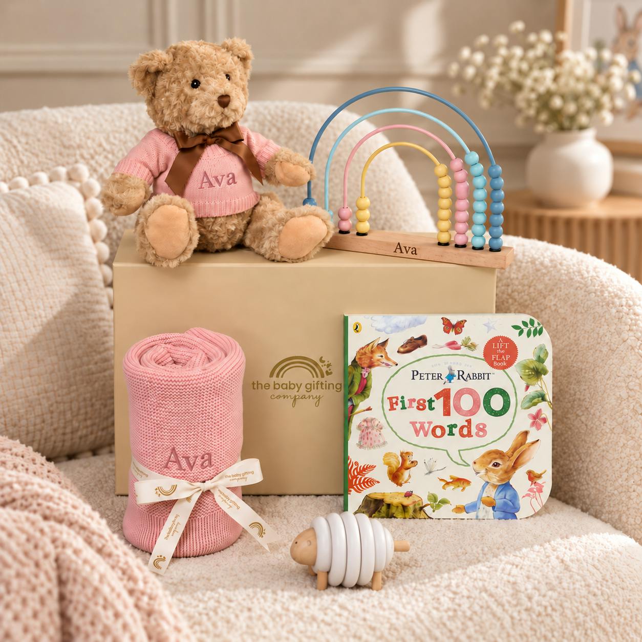 Personalized New Baby Lamb Tales Gift Set