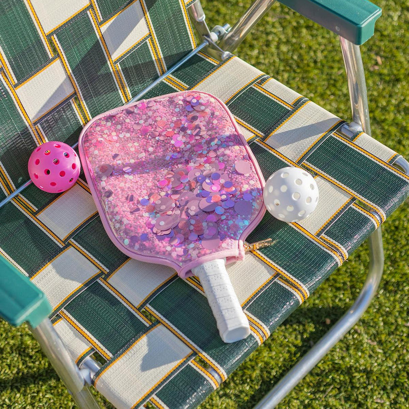 Packed Party Checkered Pickleball Paddle & Confetti-Covered Case Set