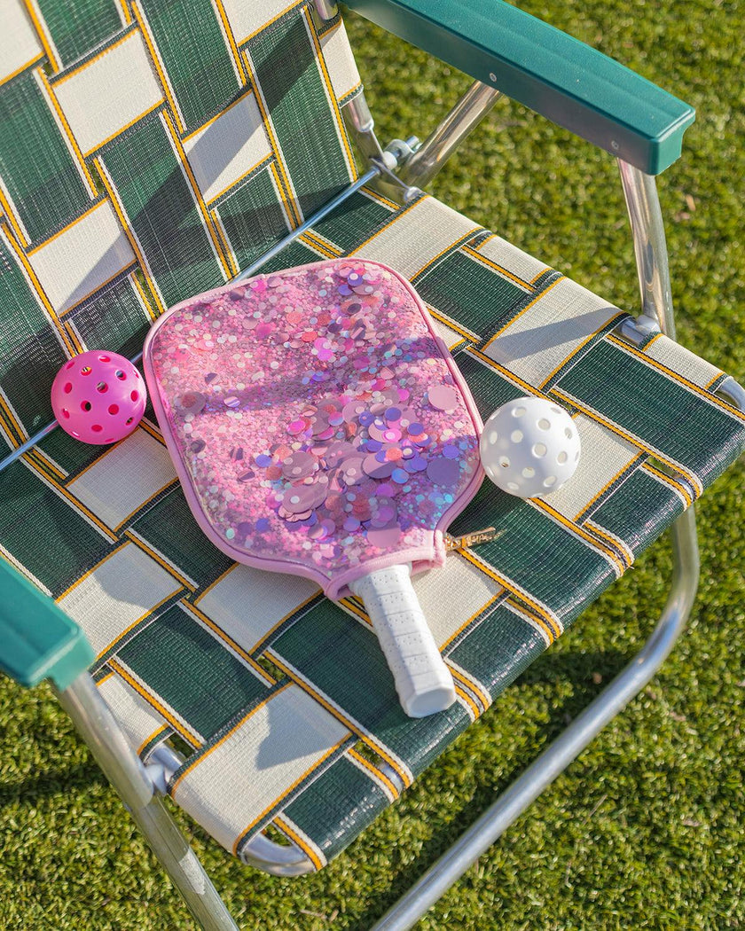 Packed Party Country Club Pickleball Paddle with Confetti-Filled Cover - Standard-Size Paddle with Protective Confetti Case, 7.8x15.75 Inch Paddle