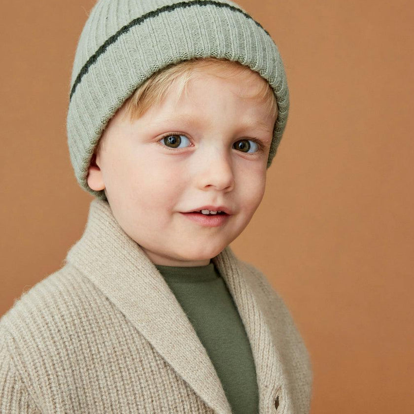 Merino Cashmere Ribbed Rolled-Up Beanie