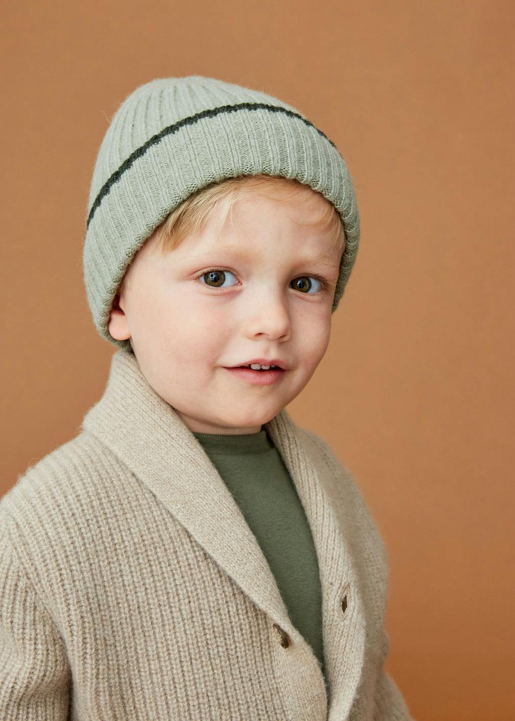 Merino Cashmere Ribbed Rolled-Up Beanie