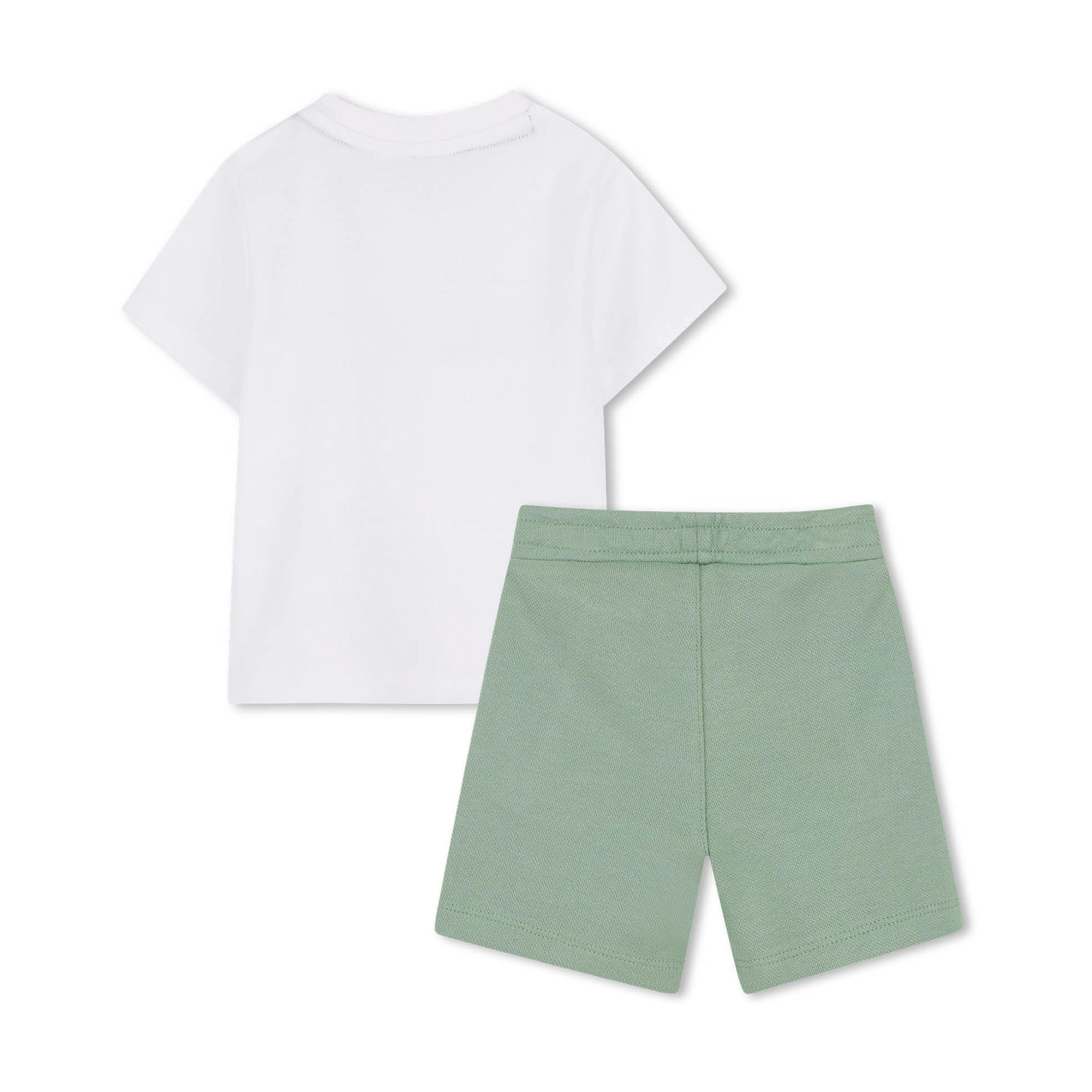 White & Light Green Short Set