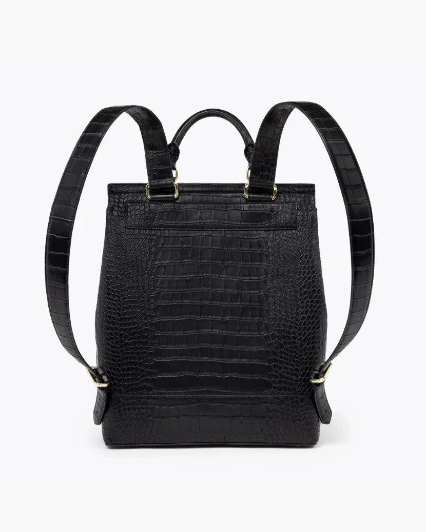 Chic, Stylish Padded Laptop Sleeve Backpack, Black Croc