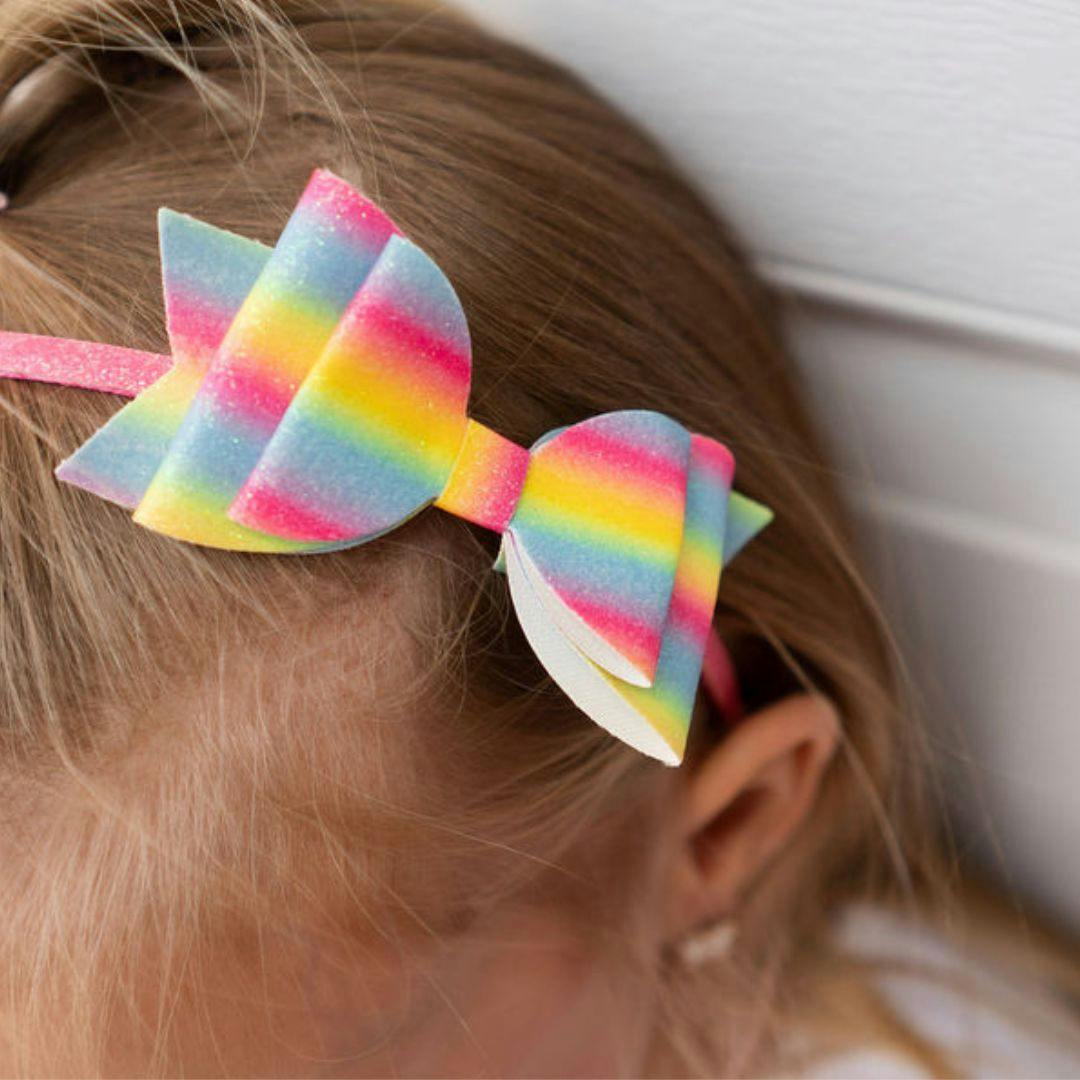 Rainbow Ombre Bow Hard Headband