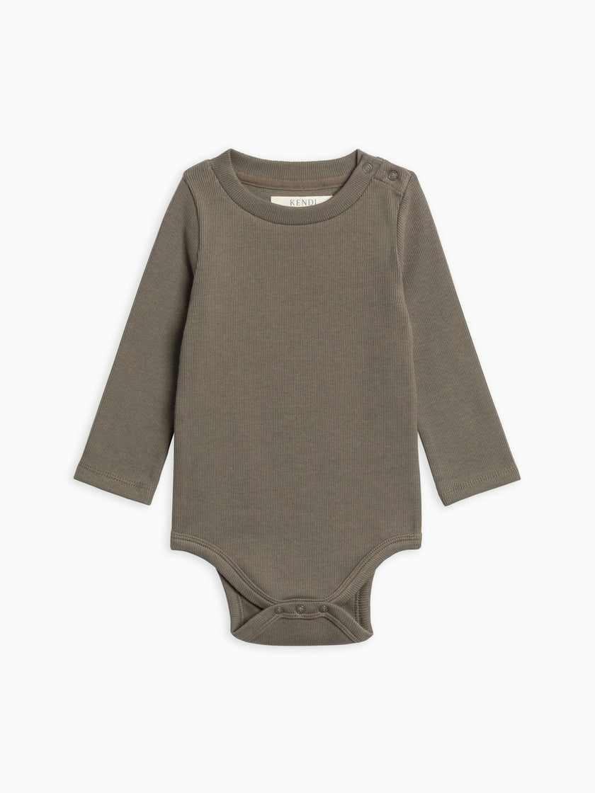 Sammy Ribbed Snap Shoulder Long Sleeve Bodysuit