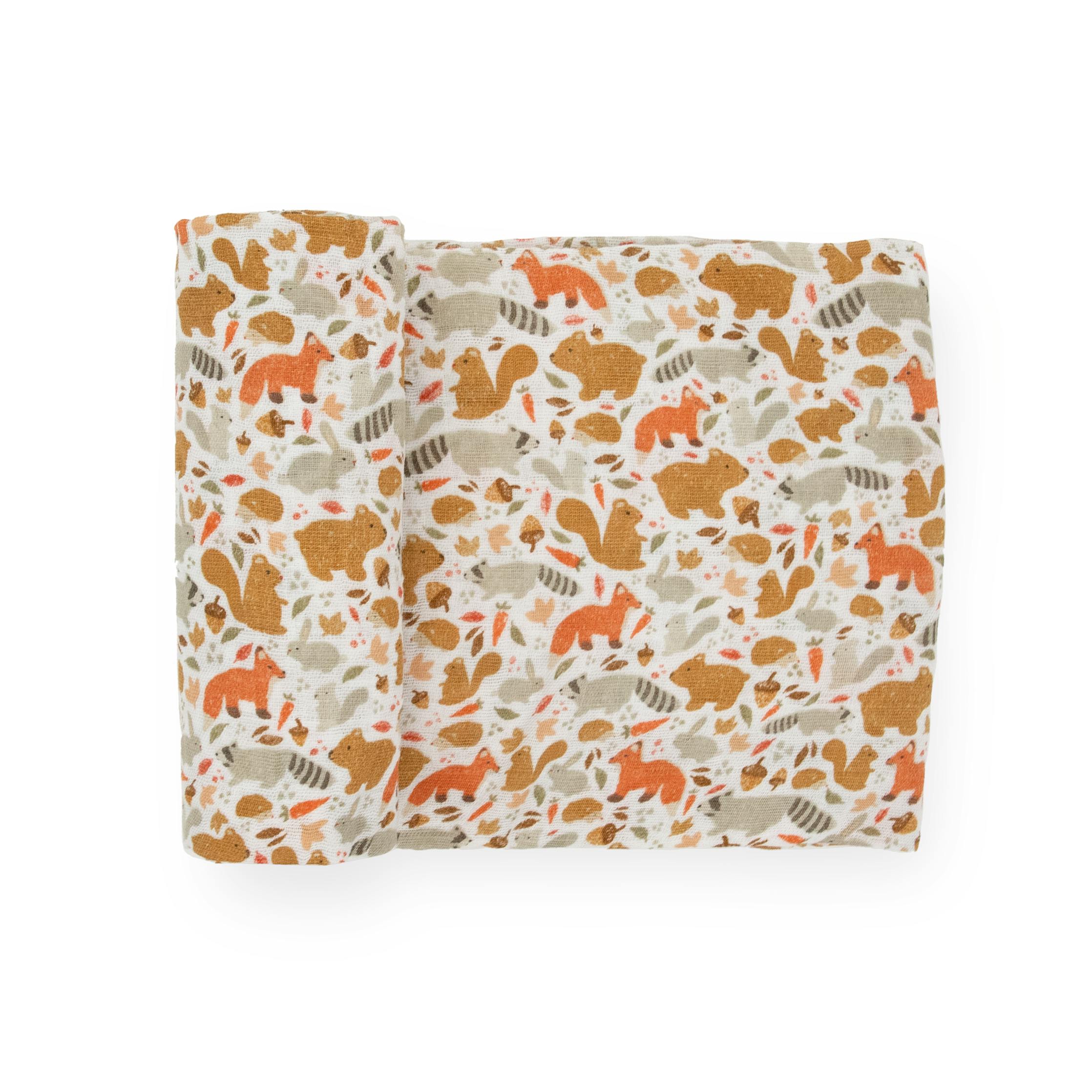 Cotton Muslin Swaddle Blanket - Fall Friends