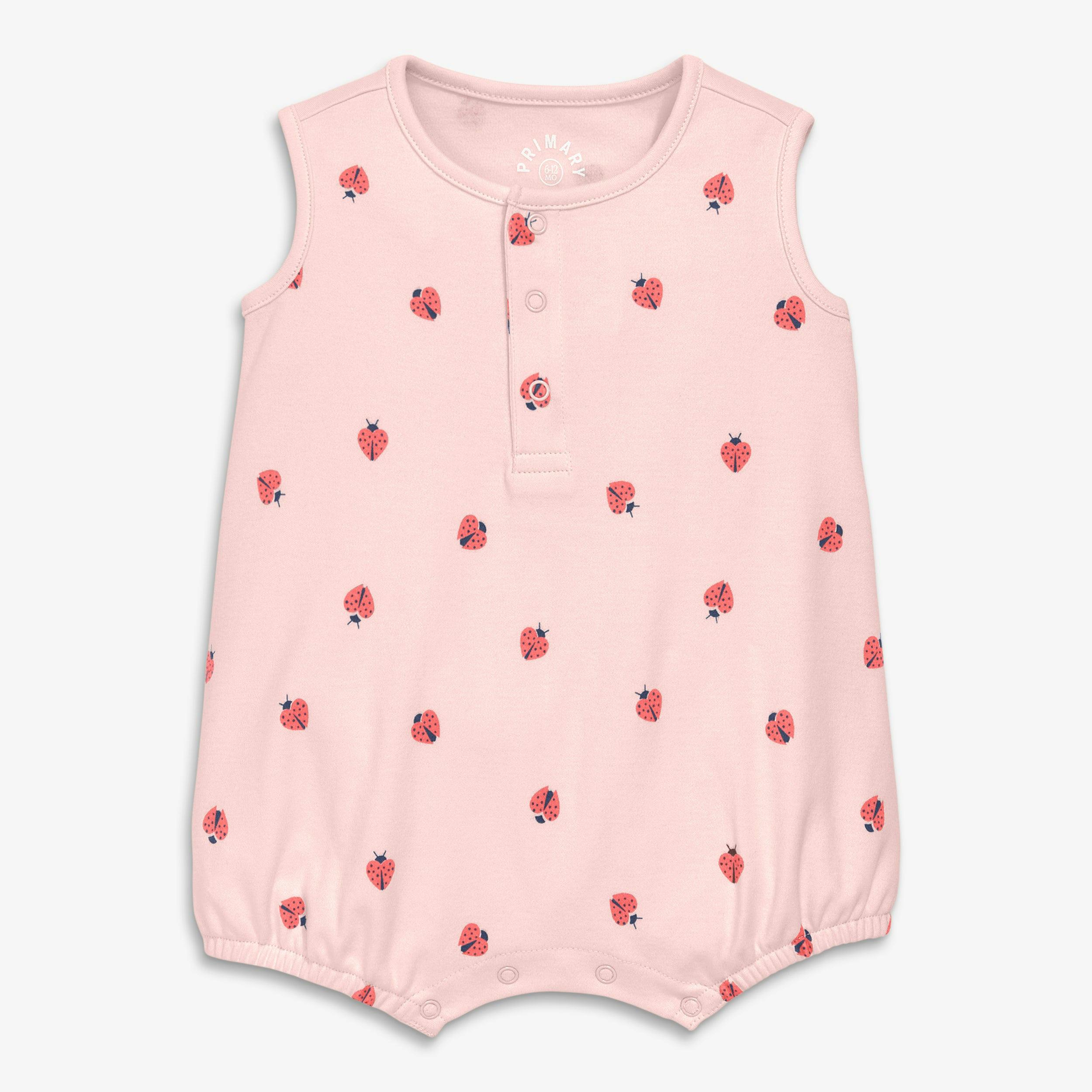 Baby organic henley tank shortie in baby bugs