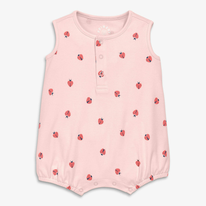 Baby organic henley tank shortie in baby bugs