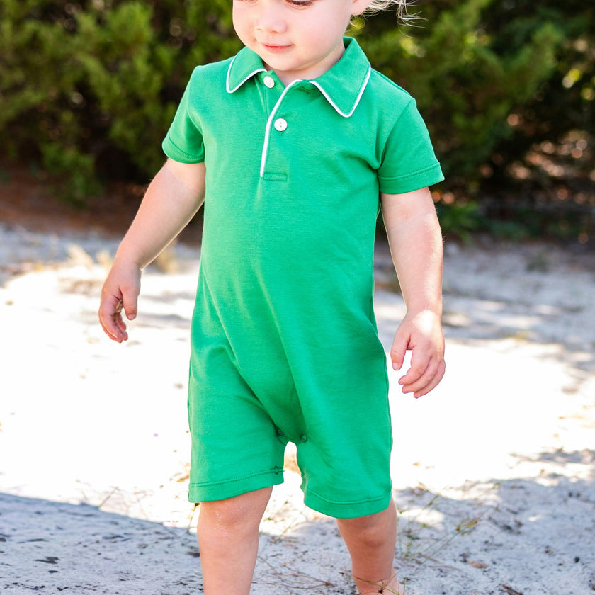 Baby boy green romper