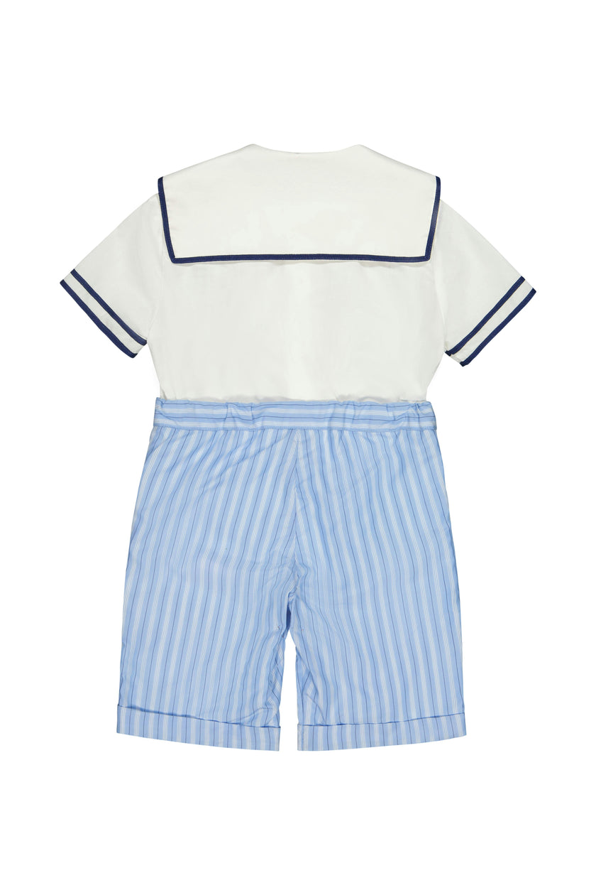 William Blue Stripe Sailor Shirt & Shorts Set