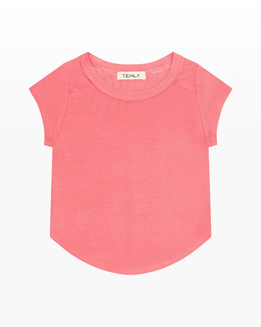 Rayon Rib Exposed Cap Sleeve Tee