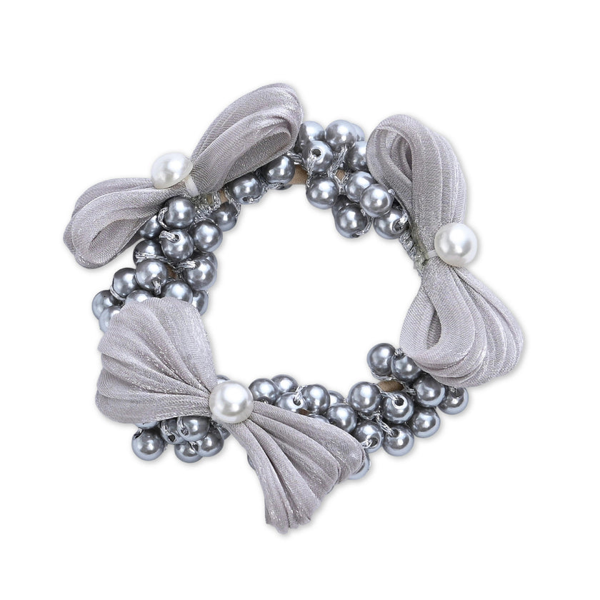 Pearl Cluster Bow Scrunchie Set