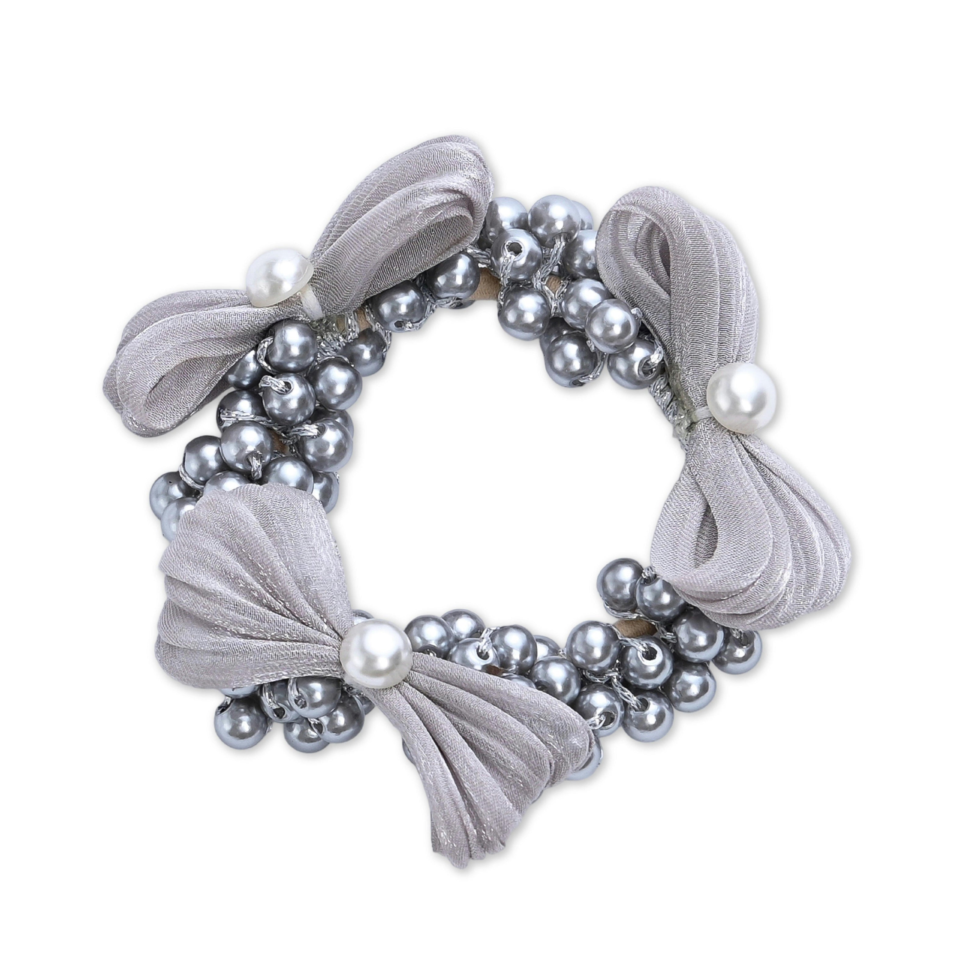 Pearl Cluster Bow Scrunchie Set