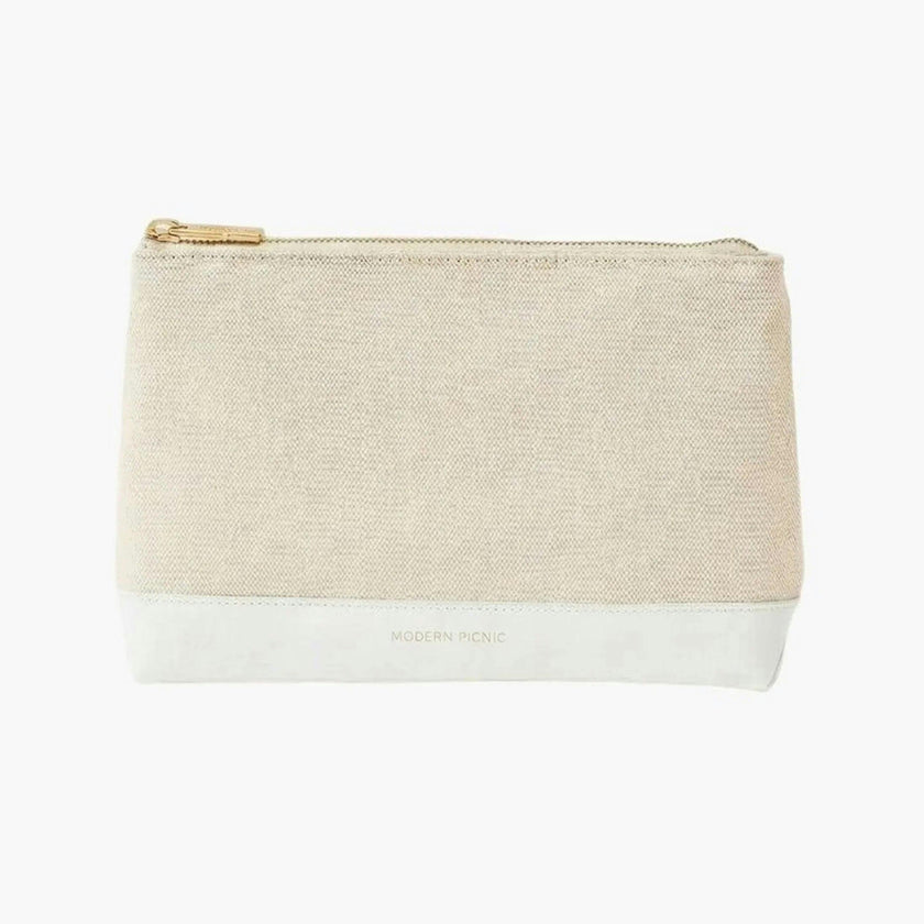 Insulated Small Snack Pouch, White Canvas