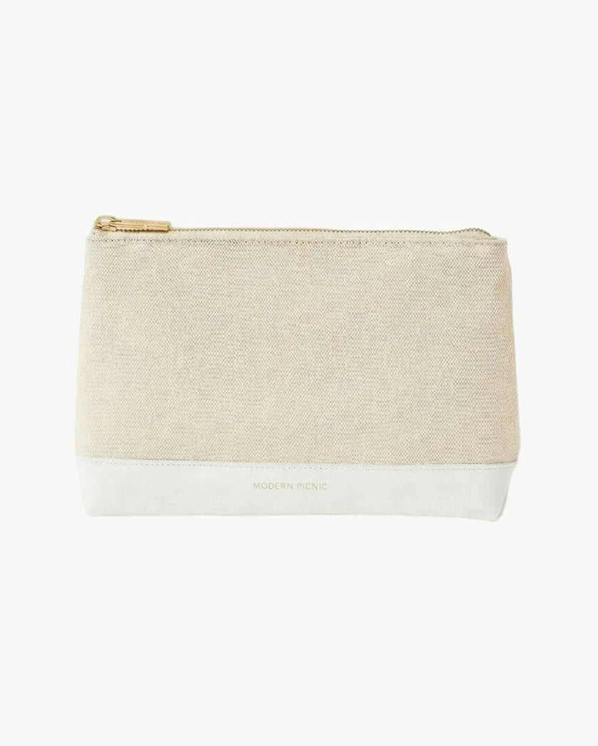 Insulated Small Snack Pouch, White Canvas