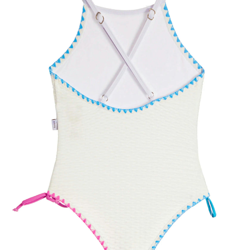 Sari Embroidered Trim One Piece Swimsuit
