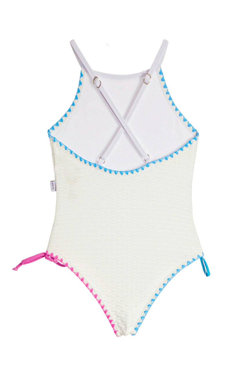 Sari Embroidered Trim One Piece Swimsuit