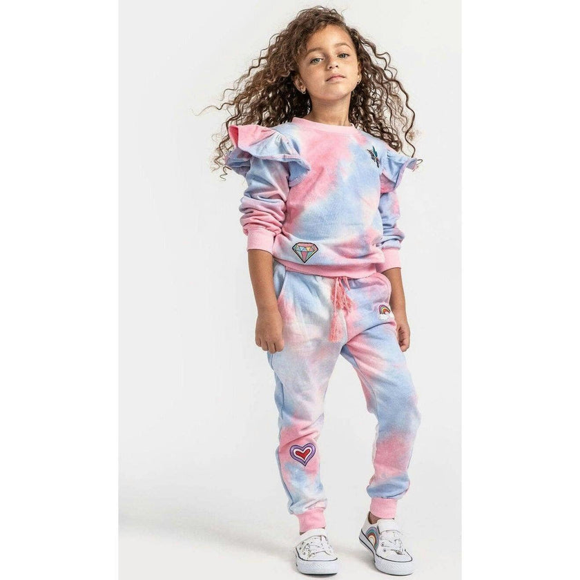 Tie Dye Ruffle Patch Jogger Set
