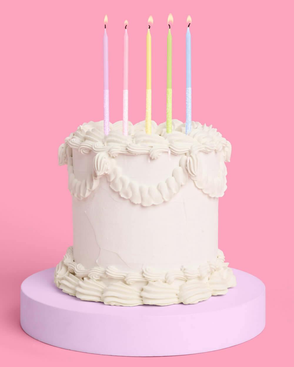 Pastel Glitter Candles - 10 glitter candles
