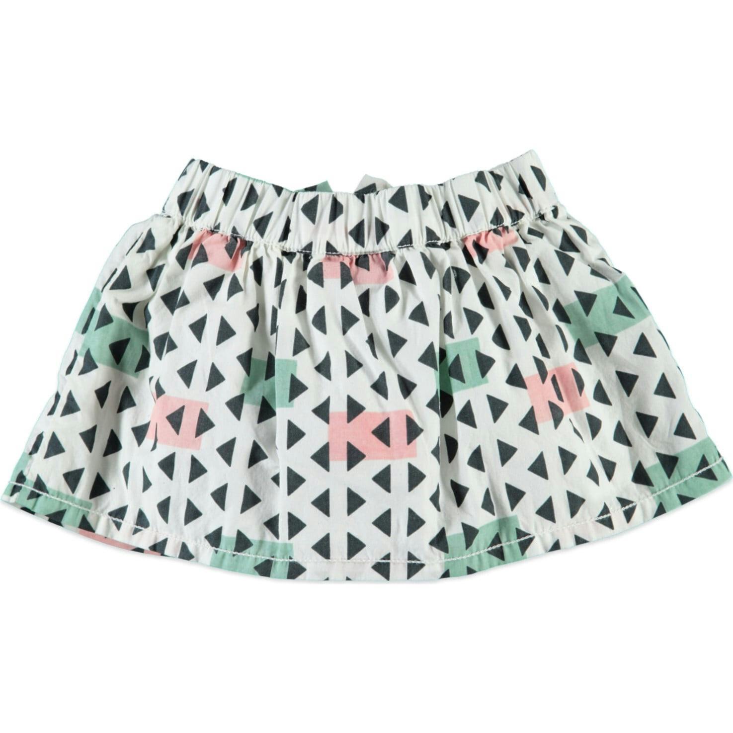 Abstract Triangular Print Pleated Skirt