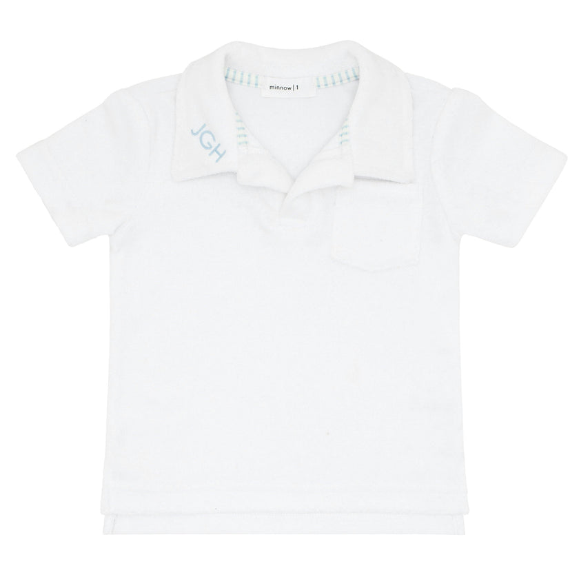 boys white french terry polo