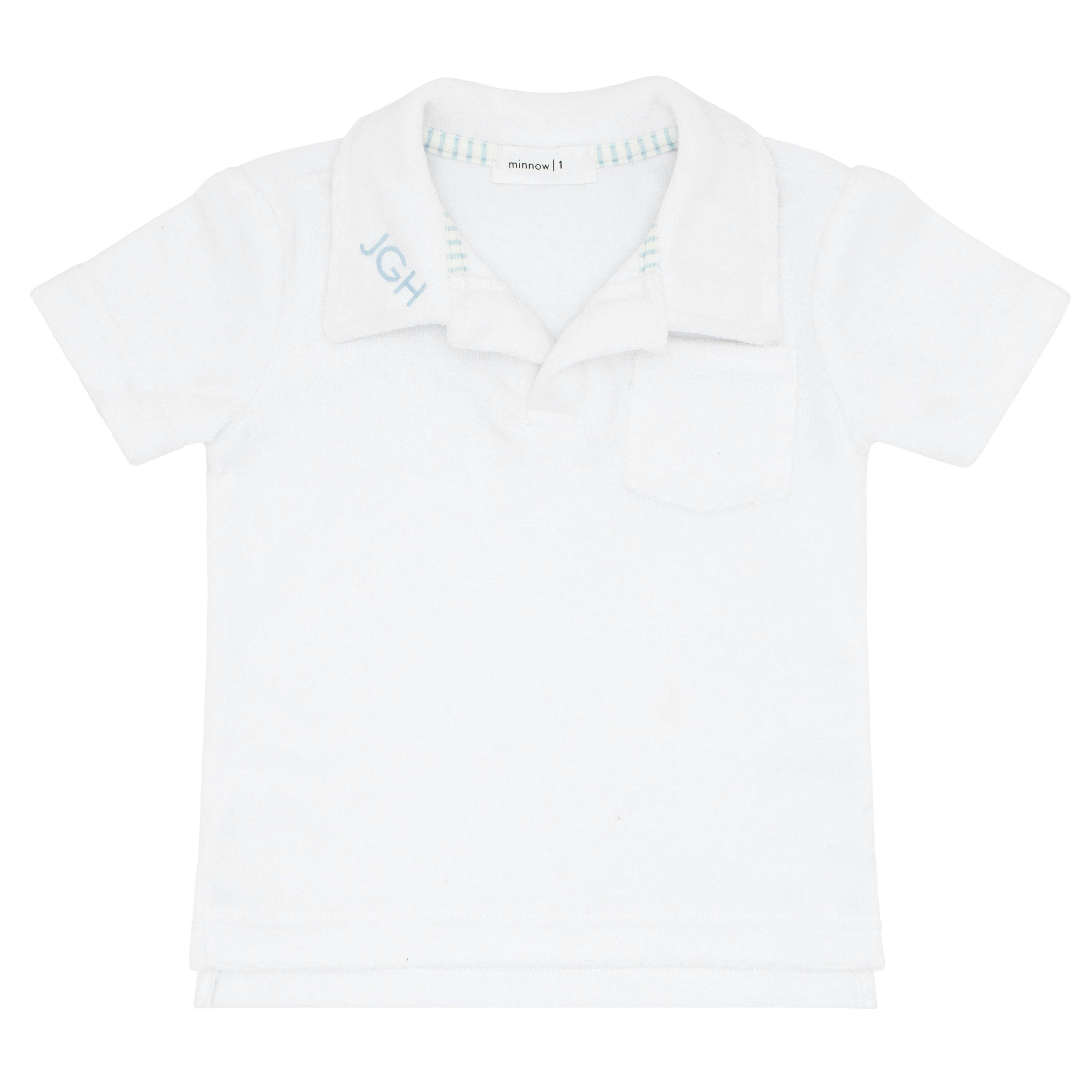 boys white french terry polo