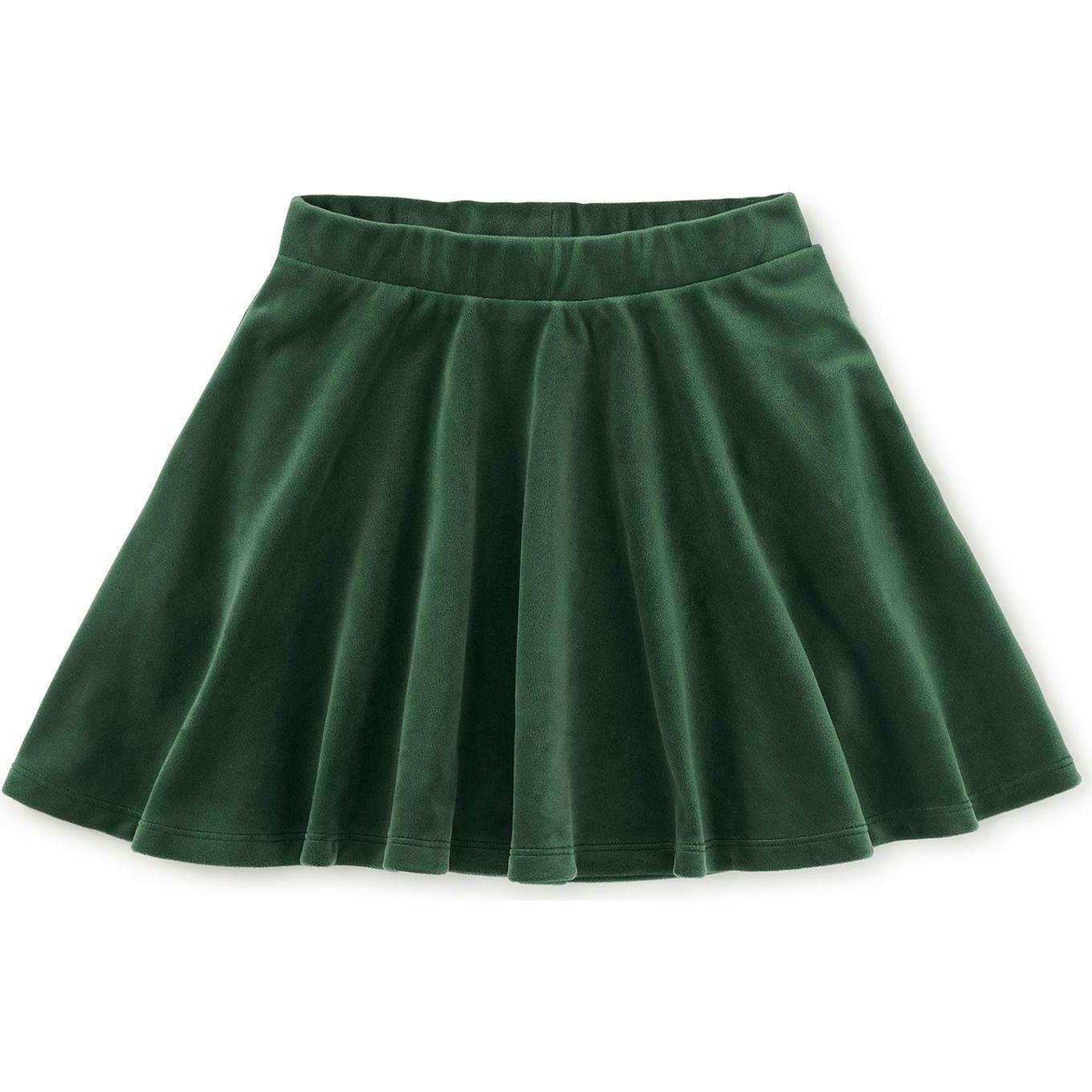 Velour Twirl Skirt, Green