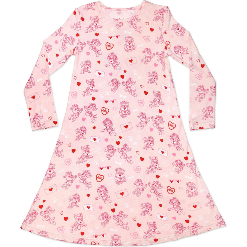 PAW Patrol: Valentine's Pink Bamboo Girls' Long Sleeve Dress