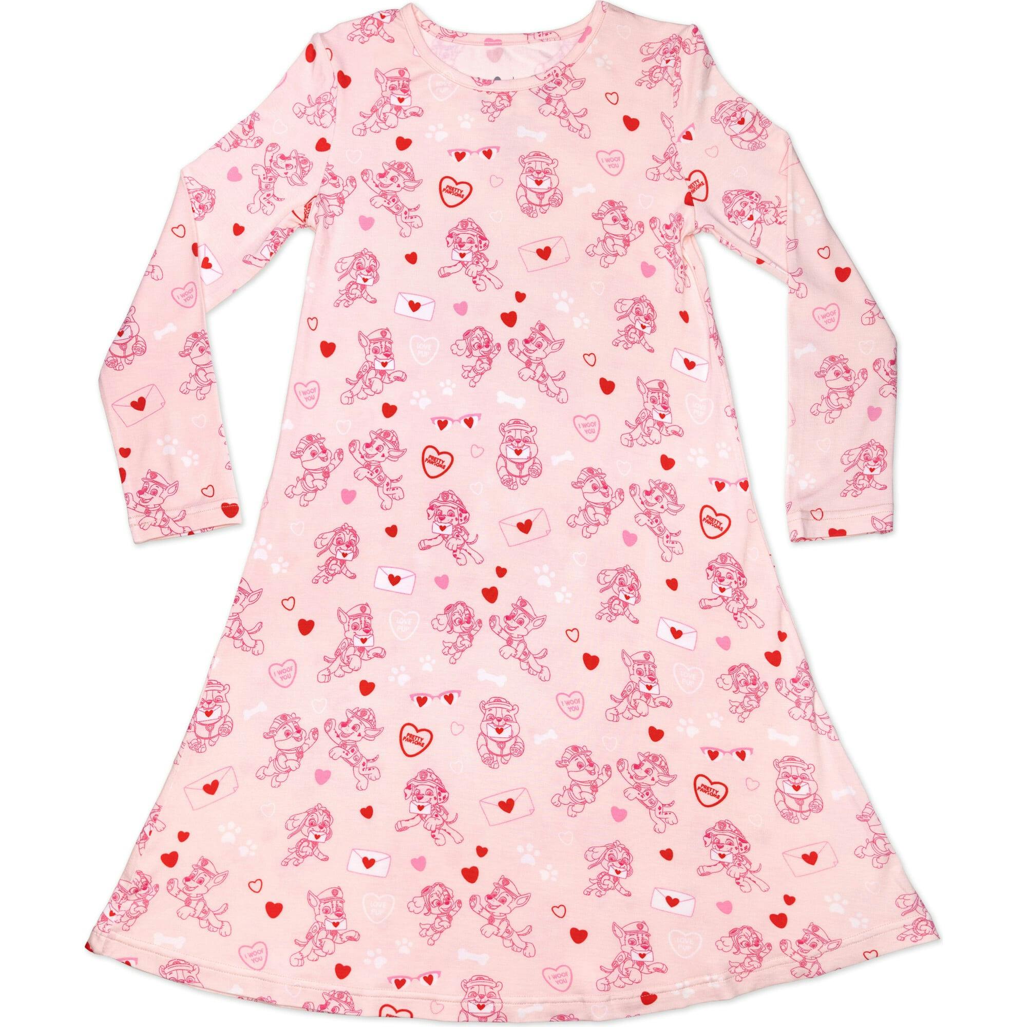 PAW Patrol: Valentine's Pink Bamboo Girls' Long Sleeve Dress