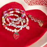 Short & Sweet Pink Letter and Red Strawberry Charm Mini Pink DIY Bead Jar