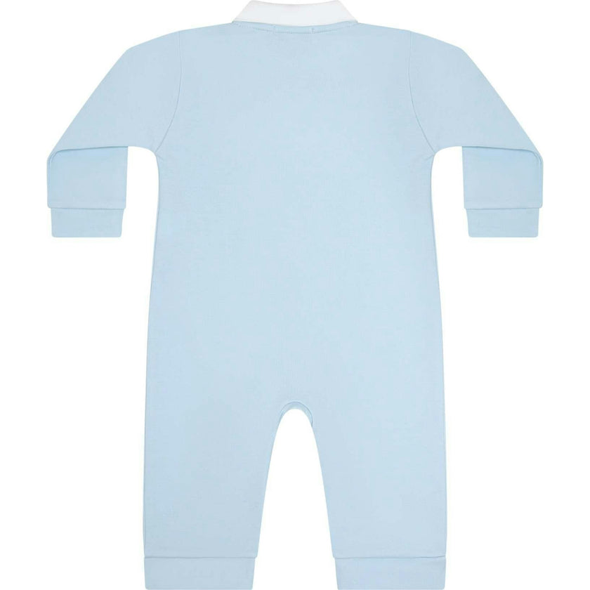 Blue Puppy Love Embroidery Romper LS