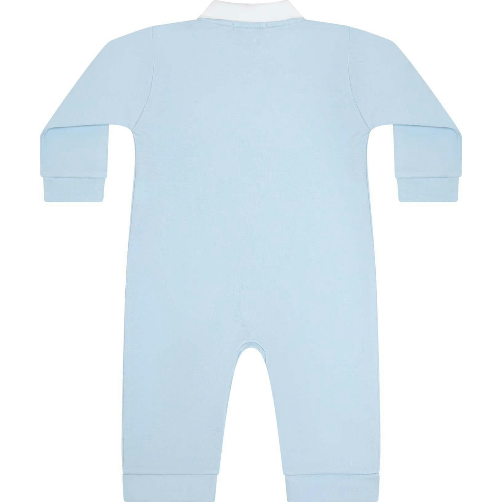 Blue Puppy Love Embroidery Romper LS